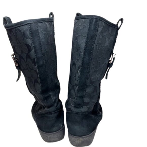 Coach Womens 7.5 Tulip Signature Leather Black Patterned Boots - Picture 4 of 16